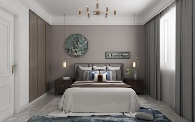 新中式卧室3D模型下载